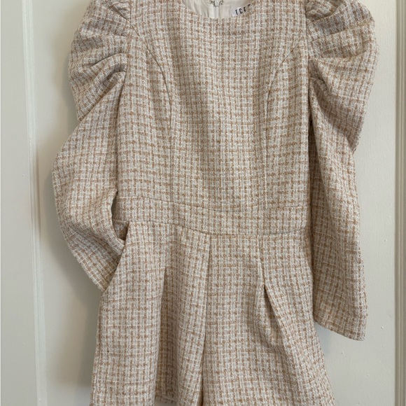 TCEC Black and White Tweed Puff-Sleeve Jumpsuit - Picture 4 of 12